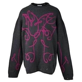 Acne Bedruckter Strickpullover Braun