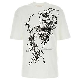 Alexander Mcqueen Oversized T-Shirt Skull Blossom Weiß