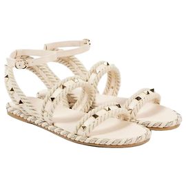 Valentino Sandálias de crochê Rockstud EMP Branco
