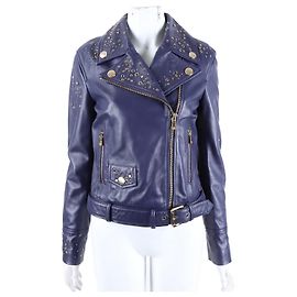 Moschino Boutique Leather Jacket Blue