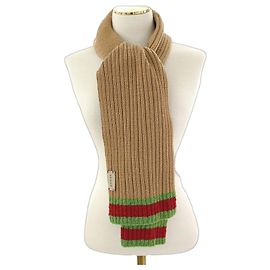 Gucci Bufanda Rayada de Lana Camel Castaño