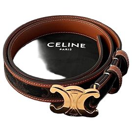 Céline Triomphe Canvas Gürtel mit goldenem Logo Golden