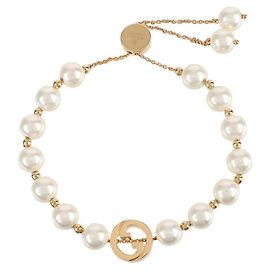 Gucci Verschlungenes Perlenarmband Weiß