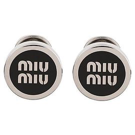Miu Miu Enamel Metal Earrings Black