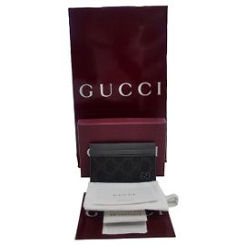 Gucci GG Supreme Coated Canvas Pebble Grain Card Holder Black