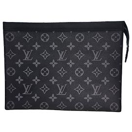 Louis Vuitton Pochette Voyage MM Eclipse Clutch Bag Brown