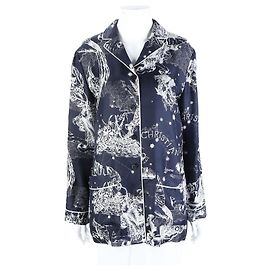 Dior Seiden-Pyjama mit langen Ärmeln Blau