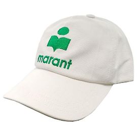 Isabel Marant TYRONY Logo Baseball Cap Weiß Smaragd Grün
