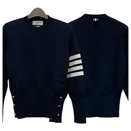 Thom Browne Pulseira Diagonal Milano em malha de lã azul marinho Azul