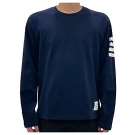 Thom Browne Diagonal Arm Band Side Slit Long Sleeve Tee Navy Blue