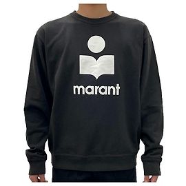 Isabel Marant MIKOY Samt-Logo-Sweatshirt Verblasst Schwarz Ecru FKEC Weiß