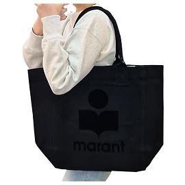 Isabel Marant Borsa Shopper in Velluto con Logo YENKY Nera Nero