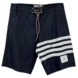 Thom Browne Tech Diagonal Drawstring Waist Board Swim Shorts Navy Blue