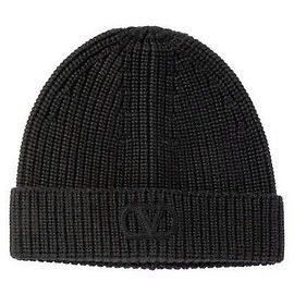 Gorro Valentino V Logo Preto Lã Preto