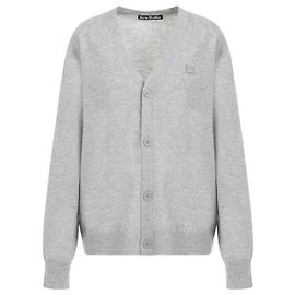 Acne V-Ausschnitt Cardigan mit Face-Logo Braun