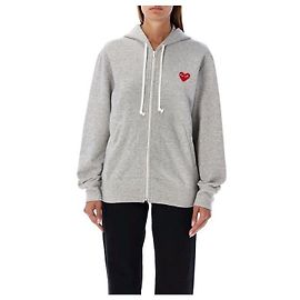 Comme Des Garcons Zip-Hoodie mit rotem Herz-Patch AX Braun
