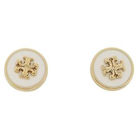 Tory Burch PENDIENTES DE CÍRCULO DE ESMALTE Blanco