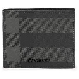 Burberry Green Check Lettering Logo Wallet Brown