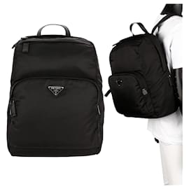 Prada Rinalylon Saffiano Backpack VOOO Black