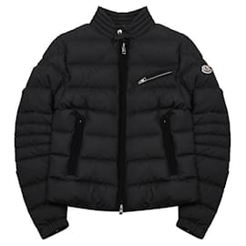 Moncler Biker Down Padding Jacket with Logo Patch Black
