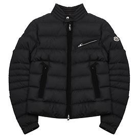 Moncler Jaqueta acolchoada Biker Down com patch de logo Preto