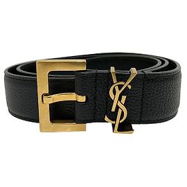 Saint Laurent Schwarzer Bronze-Gürtel mit CASSANDRE Monogramm-Logo Schwarz