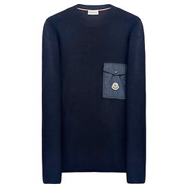 Strickpullover mit Tasche und Moncler-Logo Blau