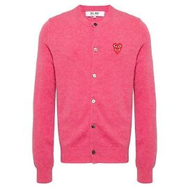 Comme Des Garcons Pull à col rond double en bordeaux avec emblème AX Rose