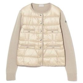 Moncler Cardigã de lã com zíper acolchoado Branco