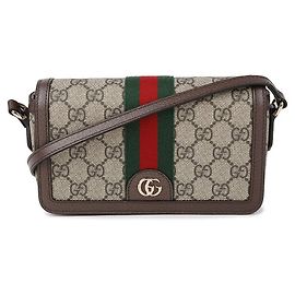 Gucci Bolsa de Ombro Mini Ophidia Marrom