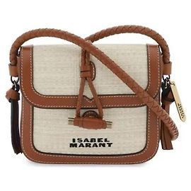 Bolsa com aba Isabel Marant NLCG Couro e Ráfia Cognac Marrom
