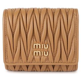 Miu Miu Small Matelassé Nappa Leather Wallet Brown