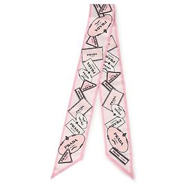 Prada Bufanda delgada de seda estampada en twill Rosa
