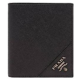 Prada Carteira Saffiano com logo em metal Preto