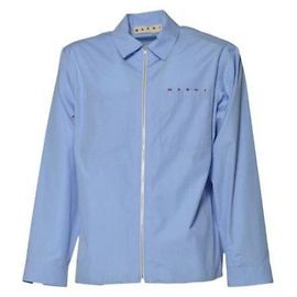 Marni Blue Organic Poplin Zip Shirt Blue