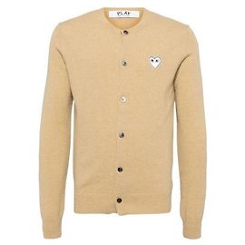 Comme Des Garcons Cardigã de lã com patch de coração branco AX Marrom