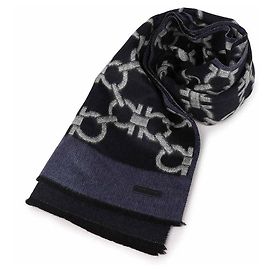 Salvatore Ferragamo Sciarpa Gancini BLU CIELO BLU MARINO AVORIO Blu