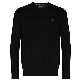 Ralph Lauren Pima-Baumwollstrick mit Pony-Logo Schwarz