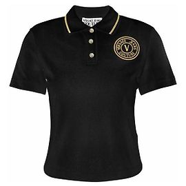 Versace Besticktes Polo-Shirt mit Emblem Schwarz