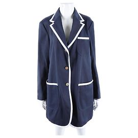 Thom Browne Giacca Lunga a Maniche Lunghe Blu