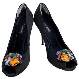 Dolce & Gabbana Satin offene Schuhe Schwarz