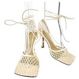 Sandálias com cadarço elástico Bottega Veneta Branco