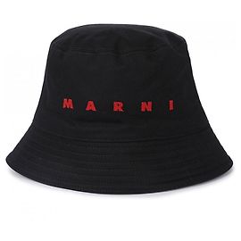 Marni Schwarzer Gabardine Bucket Hat mit gesticktem Logo Schwarz