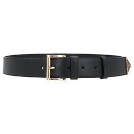 Prada Ceinture en cuir avec logo triangle Noir