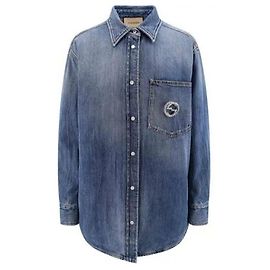 Gucci Gewaschene Bio-Denim-Jacke Blau
