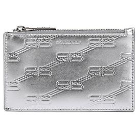 Balenciaga Monogram Embossed Men's Card Holder Silvery