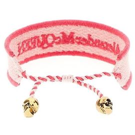 Alexander Mcqueen Skull Logo Fabric Bracelet Red