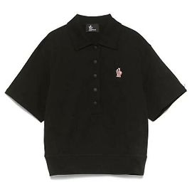 Moncler Polo de algodón con parche de logo Grenoble Negro