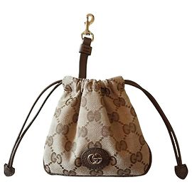 Gucci Charm de bolsa com chaveiro em lona GG Nano Marrom