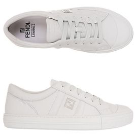 Fendi domino leather low sneakers White